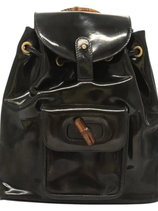 GUCCI Bamboo Backpack Enamel Navy Gold 003 2058 0030 Auth bs26080 main image 16